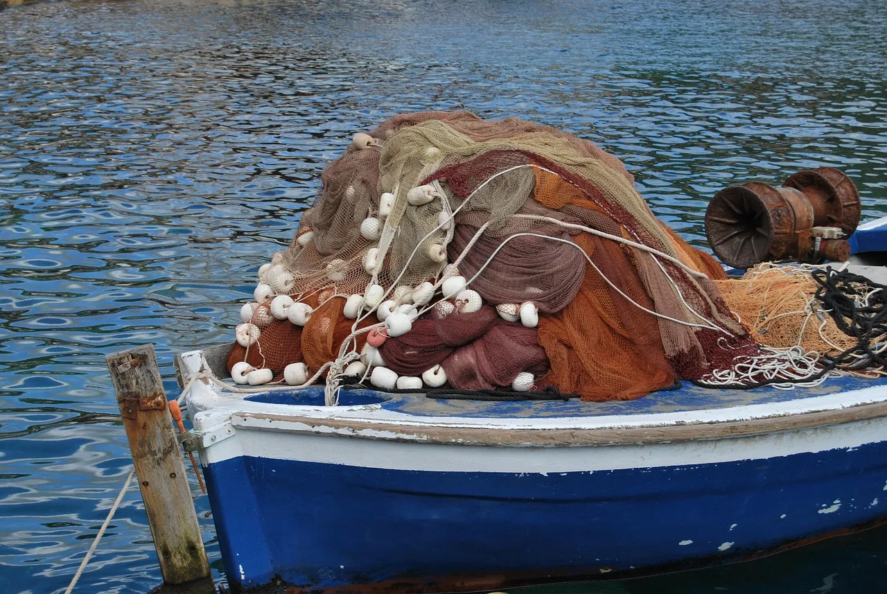 Fishing boat trolling